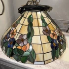 Vintage Stained Glass Tiffany Style Floral Lamp Shade. 22x22x13