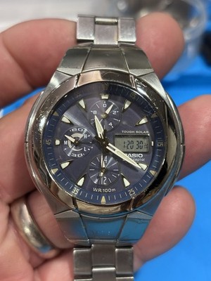 Casio Wave Ceptor WVA-510A Analog/Digital Quartz 100m Blue Dial SS Bracelet