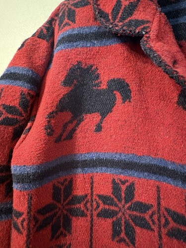 Rhonda Stark Wool Barn Coat Women’s Large Vintage Aztec Southwestern Horses - Picture 4 of 12