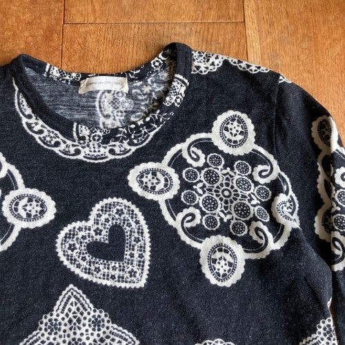 COMME des GARCONS wool All-over pattern, Gathered Pleated, Lattice Pattern, Shuriken, Stars skirt GS-05021M White black M