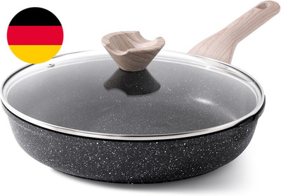 Kordisen Antihaft Bratpfanne Mit Deckel, 32 Cm Granit Beschichtung Pfanne Indukt