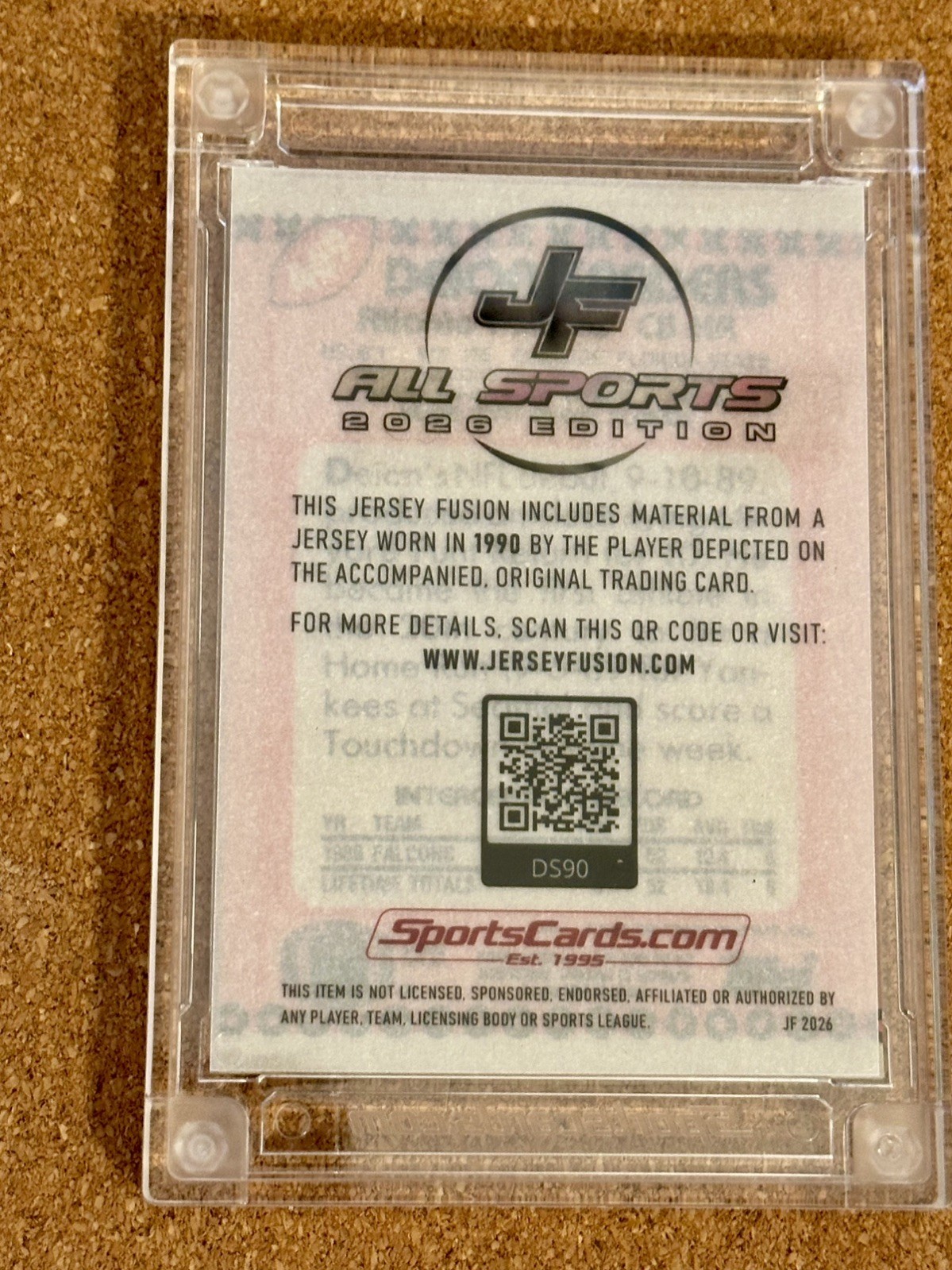 Jersey Fusion 1990 Topps - Deion Sanders #469 Game Used Swatch view 2