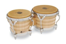 Latin Percussion LP201A-2 Bongo Drum Natural / Chrome -inch, /