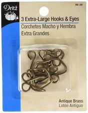 Dritz Extra-Large Hooks  Eyes, Antique 1 Count Pack of 3 , Brass