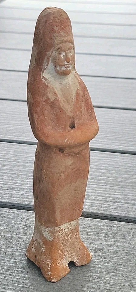 Antiga figura de cerâmica funerária chinesa comissário de túmulo da dinastia Han Tang  - Imagem 2 de 4