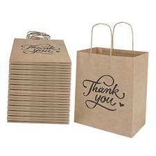 100 Pack 8x4.75x10 Inch Medium Brown Paper Gift Bags with Handles Brown-a