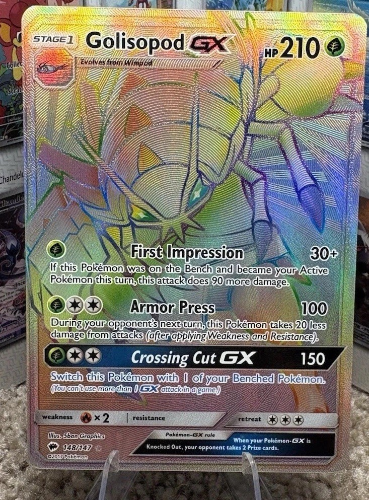 NEAR MINT!  Golisopod GX (Secret) 148/147 Sm-Burning Shadows Holo