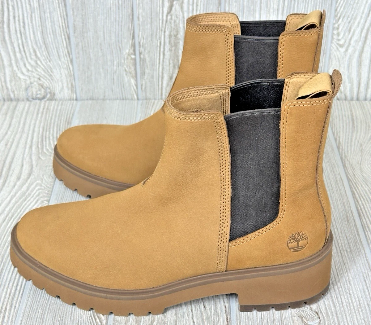Timberland Carnaby Cool Womens Wheat Pull On Chelsea Ankle Boots Size 8.5 NWOT
