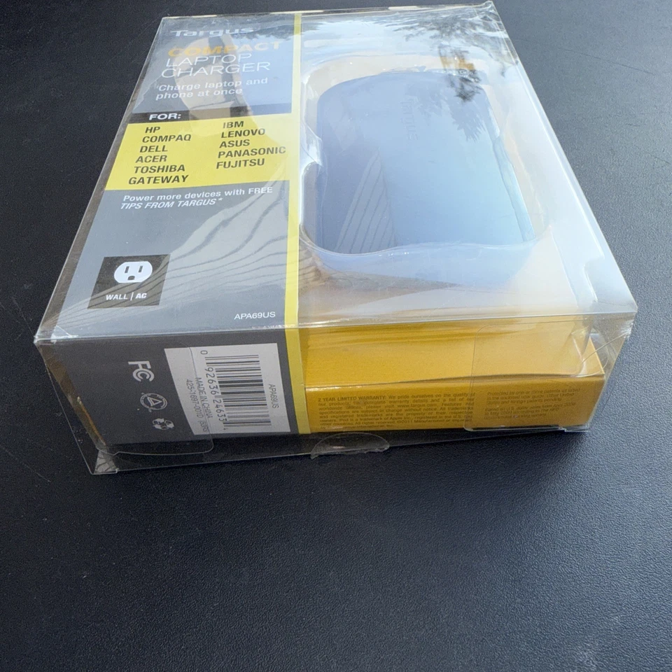 Cargador universal compacto para computadora portátil Targus APA69 90 vatios 10-24 V 4,75 A con puntas nuevo Foto 2 de 3