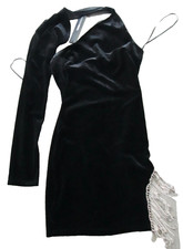 NWT! FASHIN NOVA SWAY WITH ME RHINESTONES VELVET MINI DRESS SIZE S FREE SHIP!