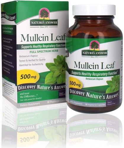 NATURE'S ANSWER - Mullein Leaf 500 mg - 90 Vegetarian Capsules