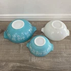 Vtg PYREX TURQUOISE Blue Amish Butterprint Cinderella Qt Mixing Bowl 3 - Bowls