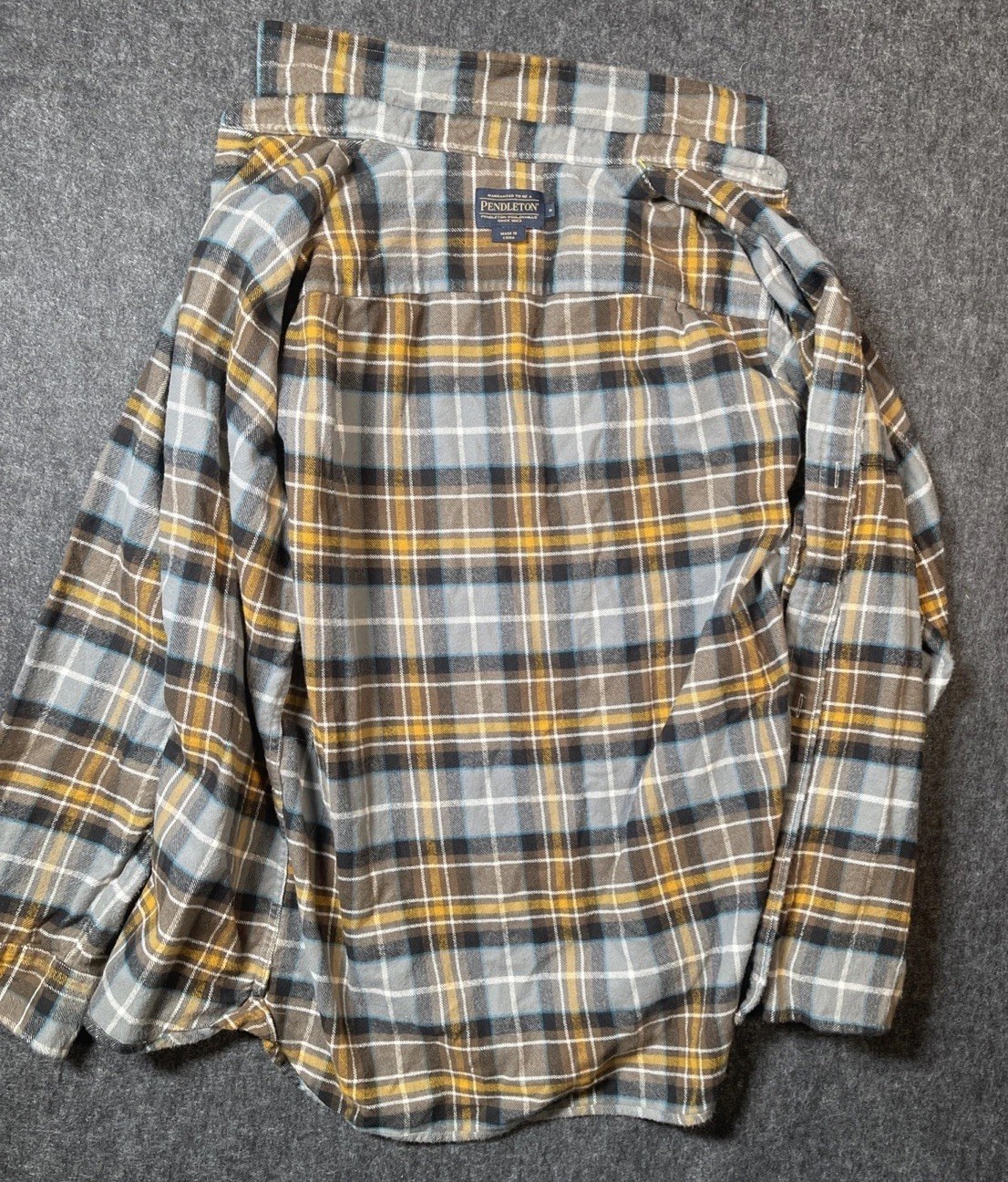 Pendleton Flannel Plaid  Medium Gray Brown Gold T… - image 4