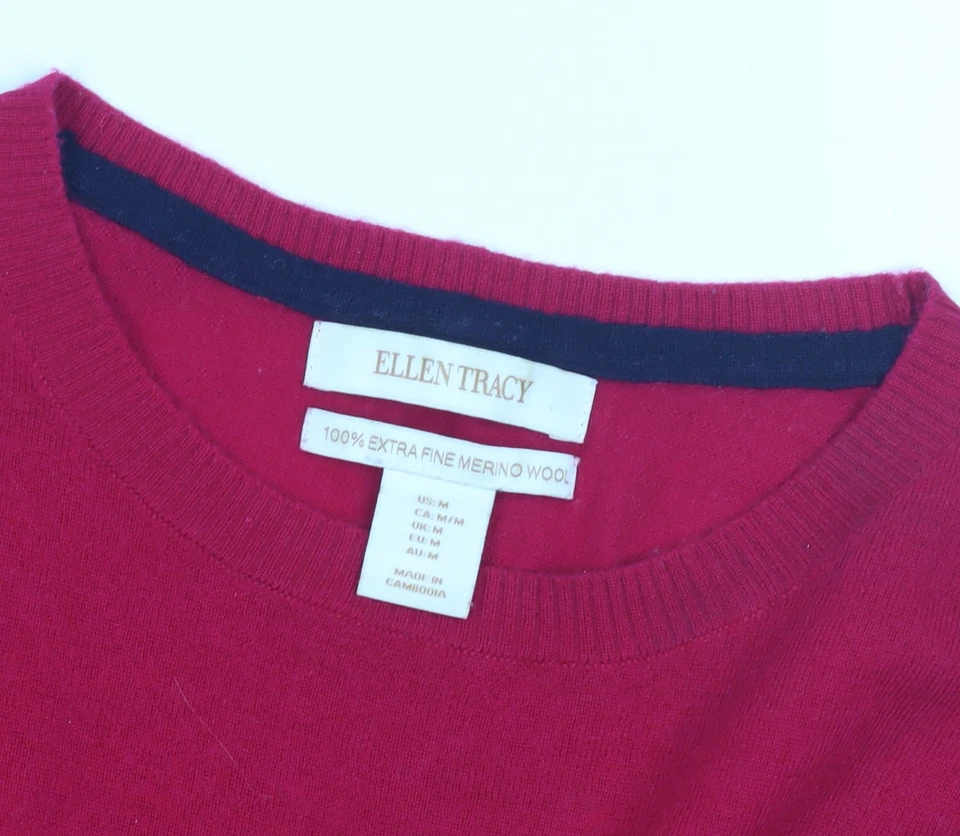 Jersey de lana merino rojo para mujer Ellen Tracy M Foto 3 de 4