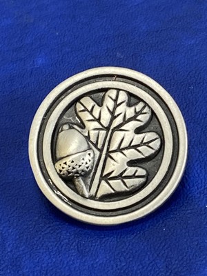 Vtg bfd Betsy Fields Design Acorn & Oak Leaf Sculped Pewter Autumn Tack Pin