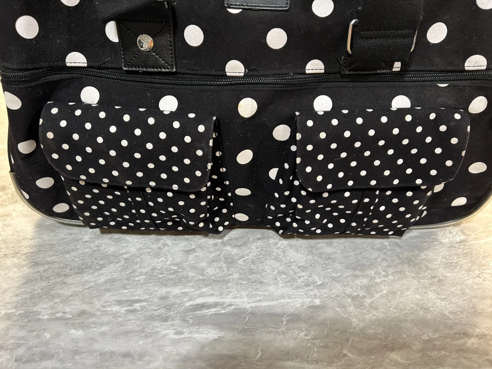 Bagagem de mão Victoria's Secret VINTAGE rosa PRETO E BRANCO Poka Dot - Imagem 2 de 4