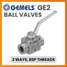 Gemels, GE2, Hydraulic Ball Valve, 2 Ways, 1/4" to 1-1/2" BSP, Fixing Holes