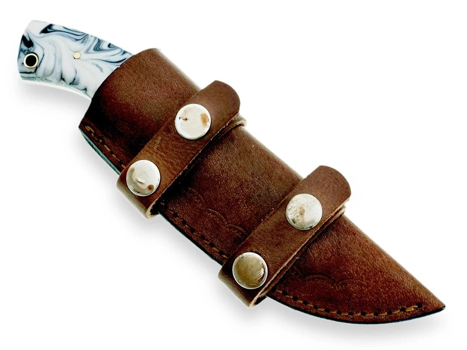 Handmade Damascus Edc Fixed Blade Knife Horizontal Carry- Cowboy Skinner  8in