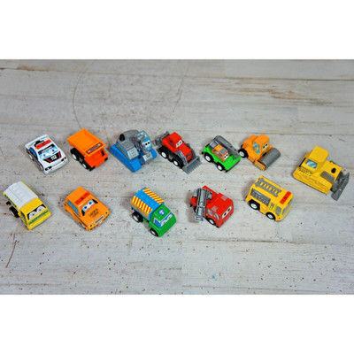 Lot of Small Pull Toy Cars with Eyes Construction Emergency Truck RSH SRH
