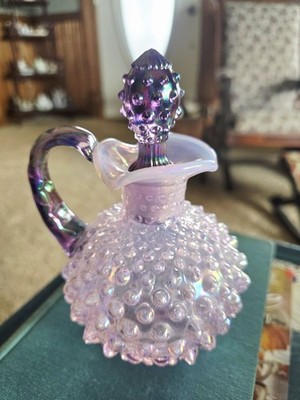 Fenton Pink Chiffon Opalescent Hobnail Cruet - Violet Carnival