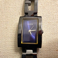 GUESS Women's Rectangle Black Dial Black Metal Bracelet Quartz Watch G66988L