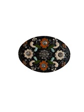 Vintage Floral Rhinestone Enamel Oval Belt Buckle Western Boho Statement