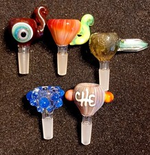 10mm Tobacco bowl Male Glass -5 pack assorted art pieces USA Made