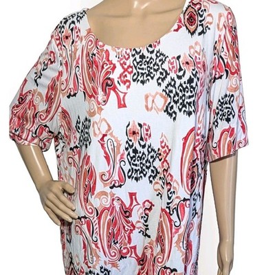 Chicos Touch Of Cool Printed Ballet Neck Tee Size 4 US XXL