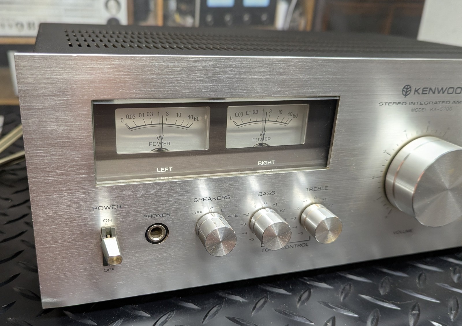 Kenwood KA-5700 integrated amplifier with analog watt meters. Classic silver