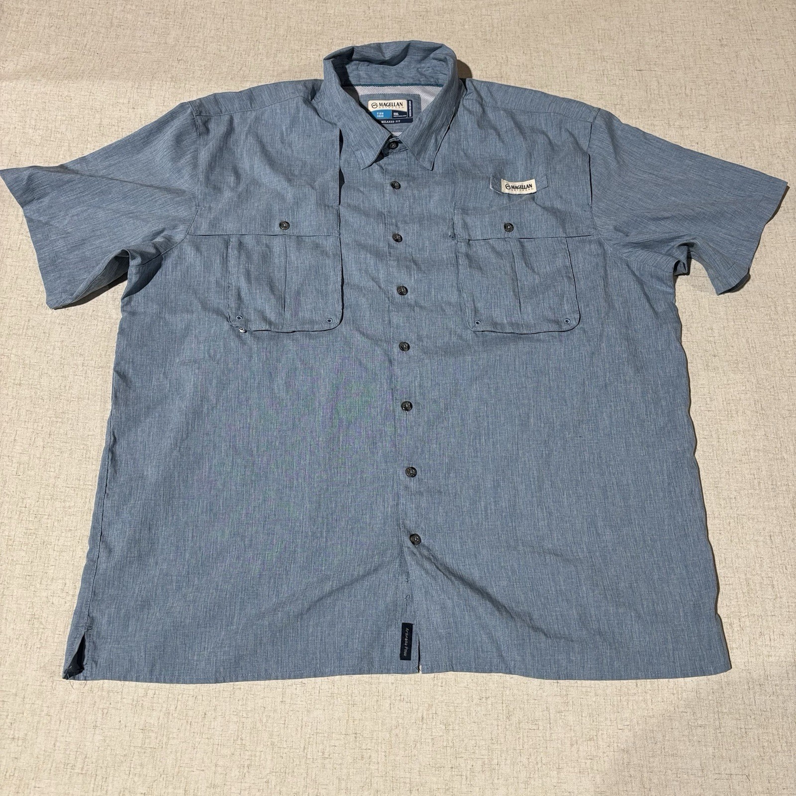 Magellan Outdoors Shirt Mens Vented Fish Gear Relaxed Fit Blue Gingham 3XL