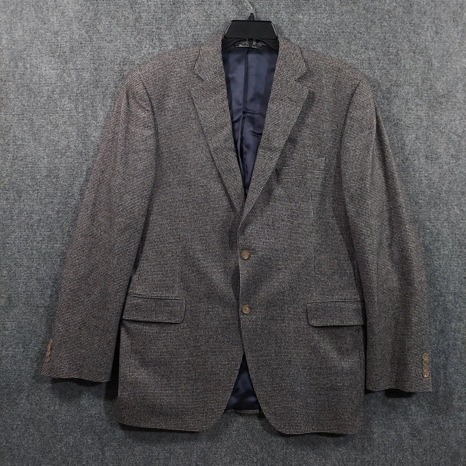 Jack Victor Blazer Mens 43L Gray Wool Check Tweed Sport Coat Lined Made Canada