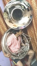 SOUSAPHONE BIG 25"BELL SIZE OF PURE BRASS IN CHROME POLISH FREE CASES FREE SHIP