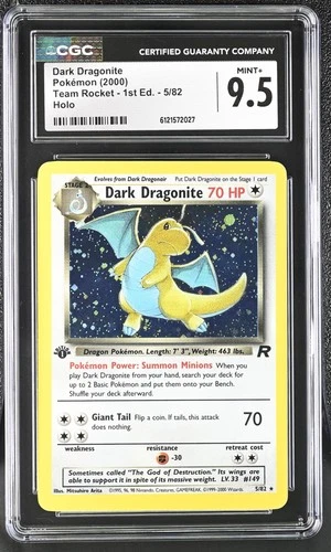 2000 Pokemon Team Rocket 1st Edition Dark Dragonite 5/82 Holo Rare CGC 9.5 MINT+