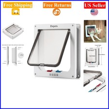 Large Weatherproof Cat Dog Flap Door, 9.9x9.2 inch, White, 4-Way Lock