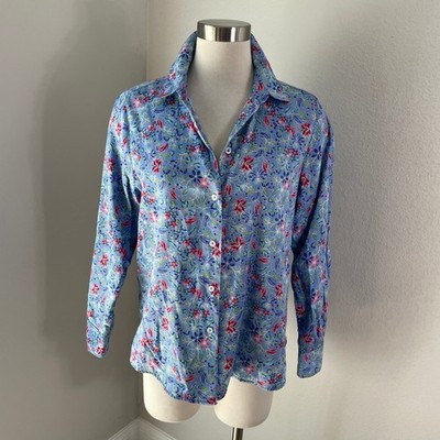 Foxcroft for Appleseeds Womens 10 Shaped Shirt Floral Wrinkle Free Cotton Blouse