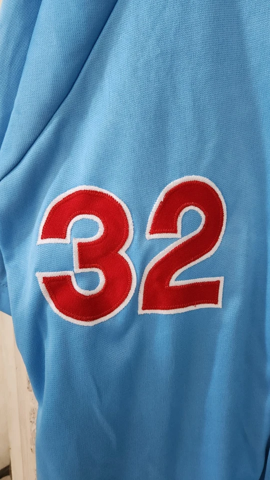 Бейсбольная футболка Philadelphia Phillies Baby Blue Steve Carlton No32 - Изображение 3 из 4