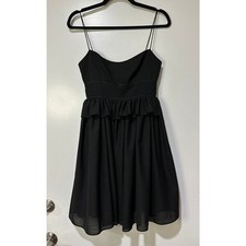 J Crew Ruffled Spaghetti Strap Black Mini Dress Size 2 EUC Sleeveless