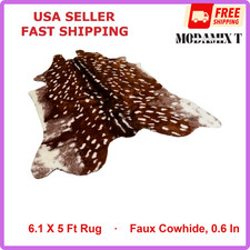 Deer Rug Deer Print Faux Cowhide Area Rug - Sika Deer Animal Skin Mat, 6.1x5ft