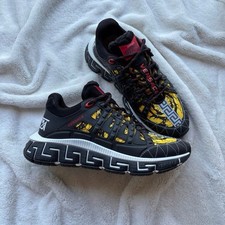 Versace TriGreca Gold/Red/Black Lace Sneakers - 1140 Retail - New - Authentic