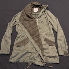 Hei Hei Anthropologie Mujer Talla S Verde Ejército Cremallera Completa Swing Chaqueta Cambray A4