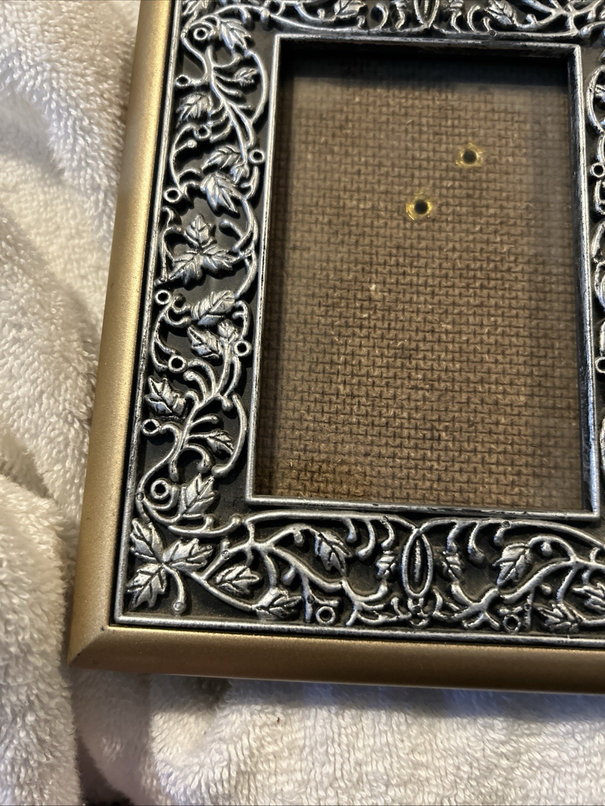 Vintage Silver And Gold Tone Ornate Picture Frame•MCM•Holds 3.5 X 5”•Frame 5x7”