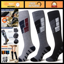Thermal Merino Wool Ski Socks for Men  Women - 3 Pairs, Warm  Cozy Winter Gear