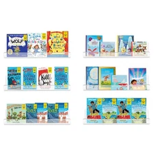 6 Pack Clear Acrylic Floating Shelves for Wall, 15'' Plastic Wall Mounted Dis...