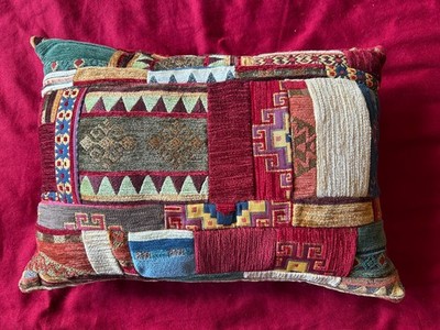 Einzigartiges rot & multi türkisches Kelim Stil Patchwork Kissen neu Handarbeit