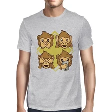 1Tee Mens Four Wise Monkeys Cartoon  T-Shirt