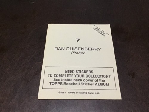 DAN QUISENBERRY Oddball Insert & Regular issue Baseball ROYALS YOU CHOOSE - Picture 43 of 133