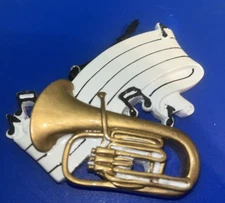 Tuba With Music Notes Christmas Ornament to personalized.