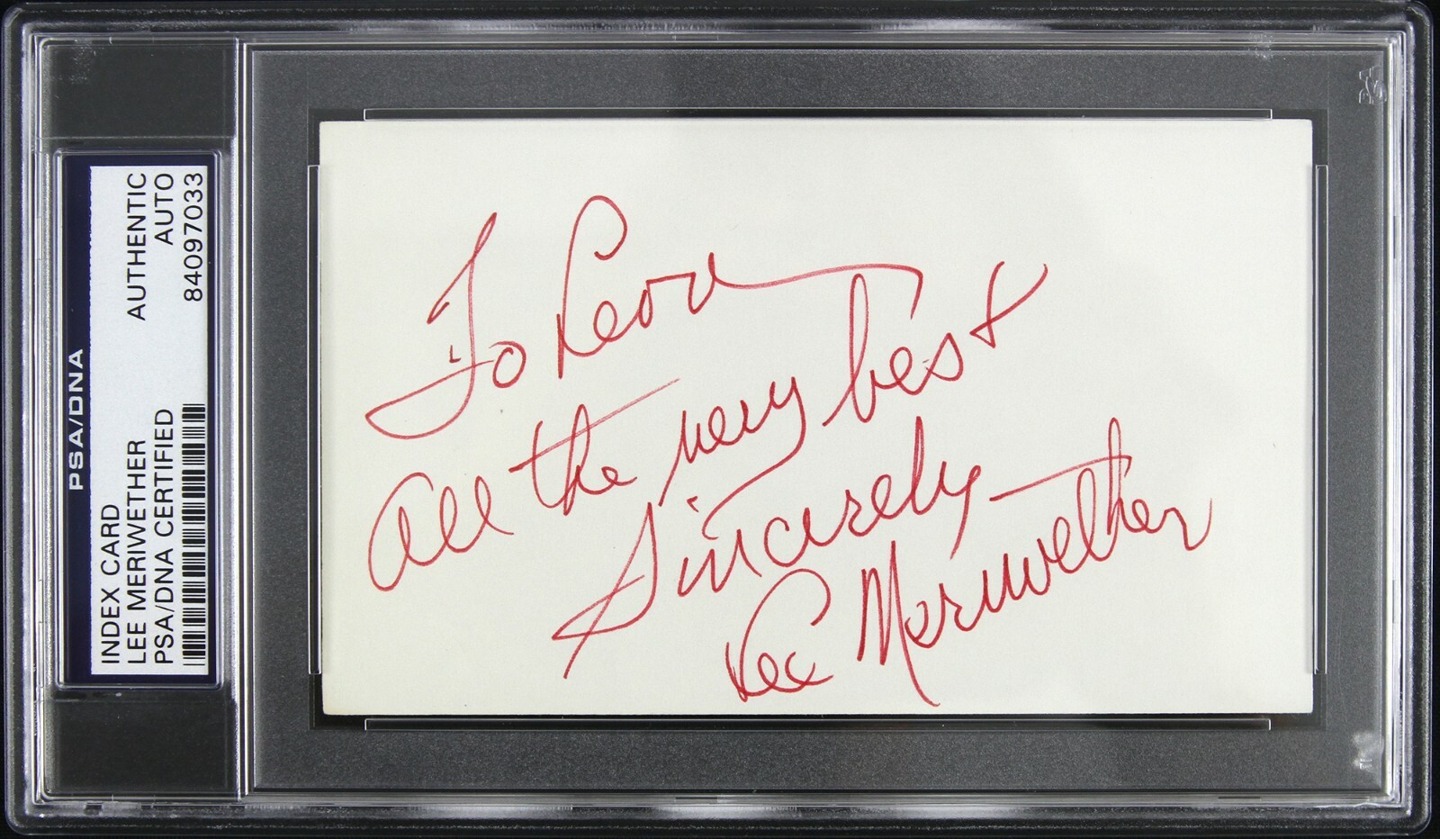 1966 Batman Lee Meriwether Signed 3"x 5" Index Card (PSA/DNA)