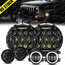 7 Round Headlight Fog Turn Signal Lamp Combo Kit For Jeep Wrangler 07-18 Jk Jku