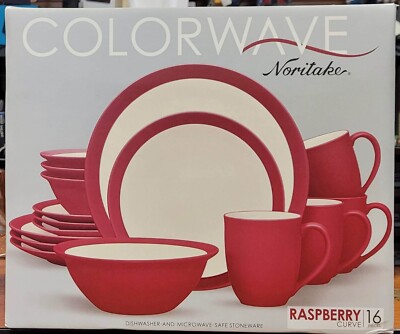 Noritake Colorwave Raspberry Curve 16 Piece Dinnerware Set